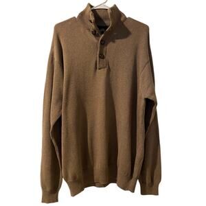 Weatherproof Vintage Men's Collared Knit Sweater XL Taupe Neutral 100% Cotton
